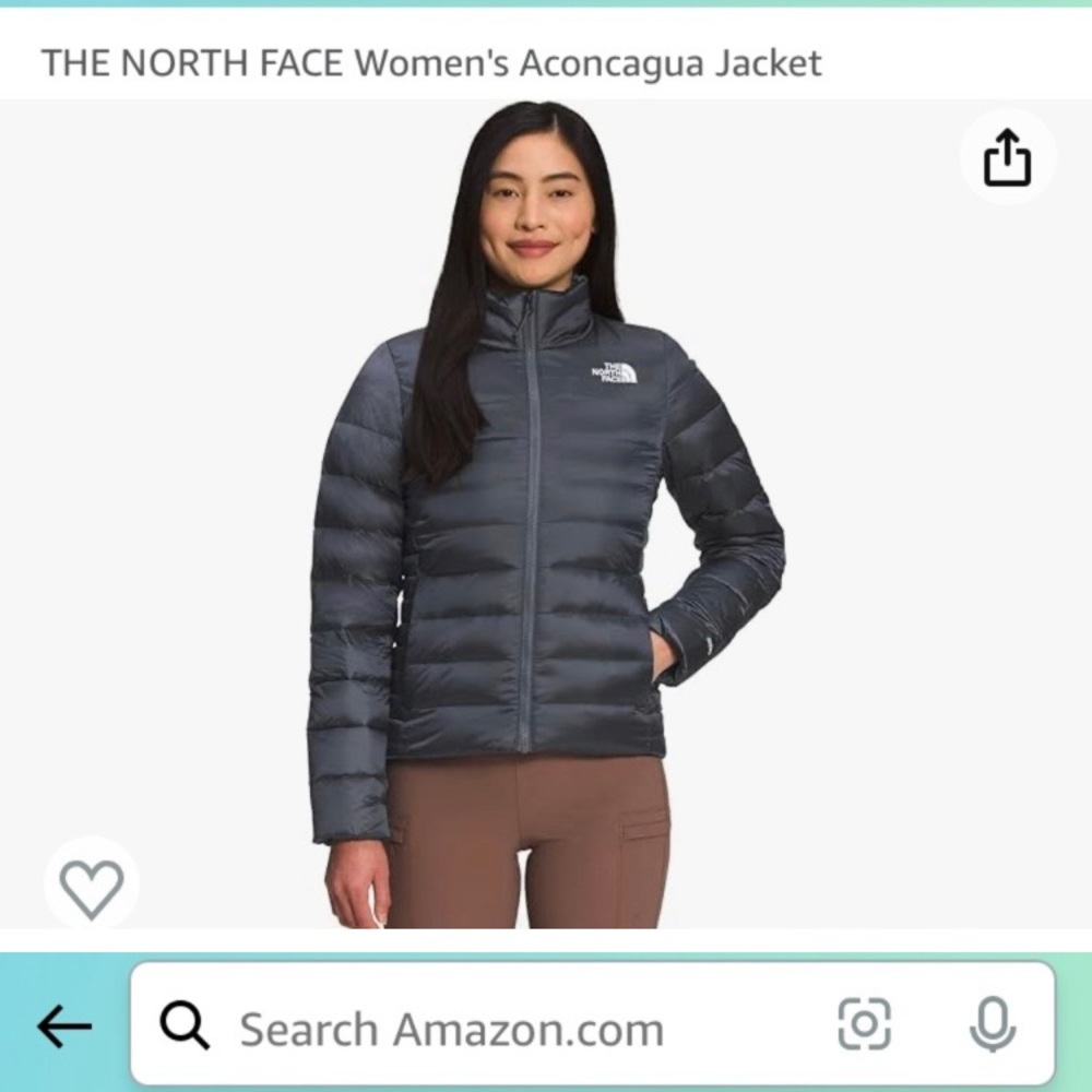 The North Face Aconcagua Gray Puffer Jacket Medium Wind- Resistant Winter Coat